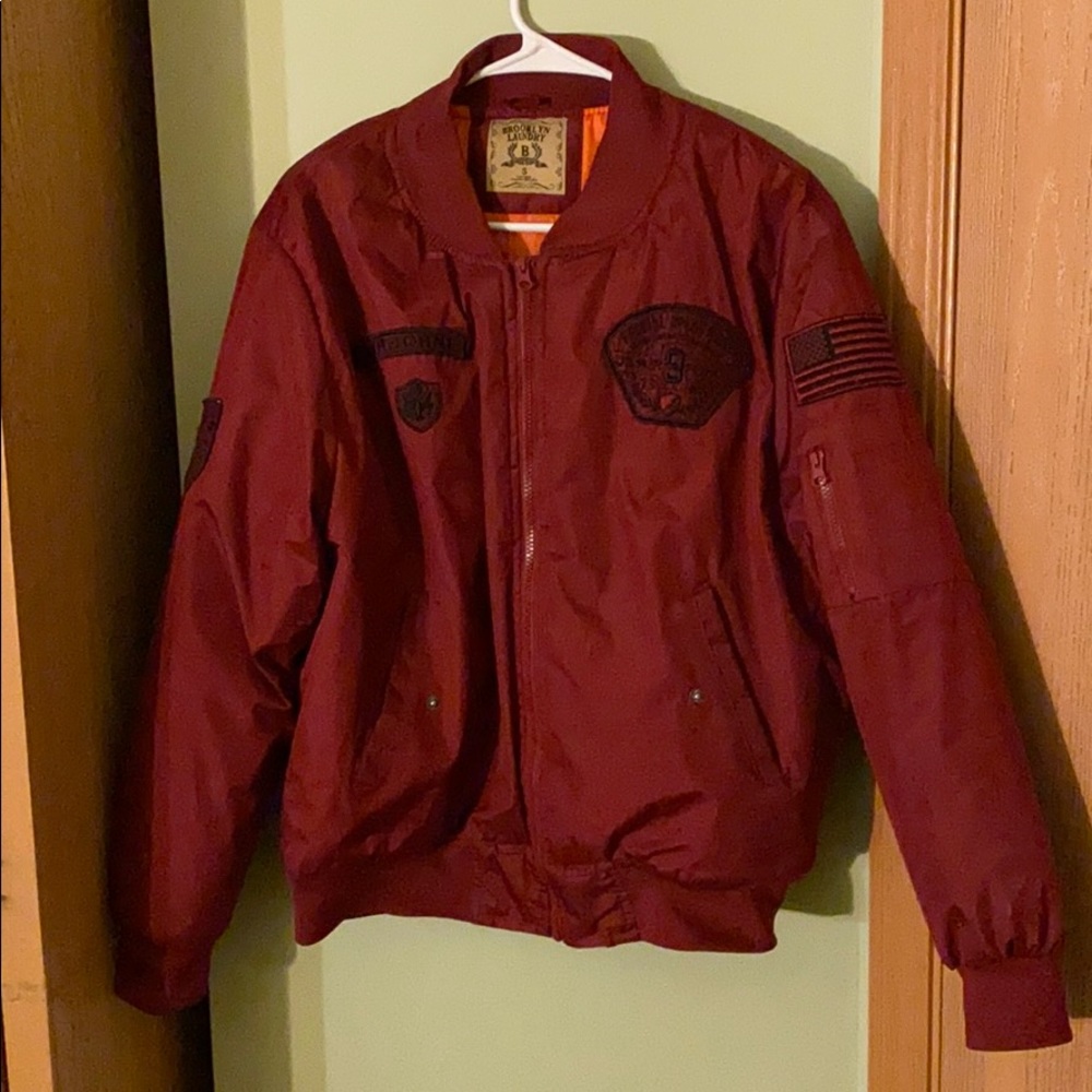 Red bomber coat